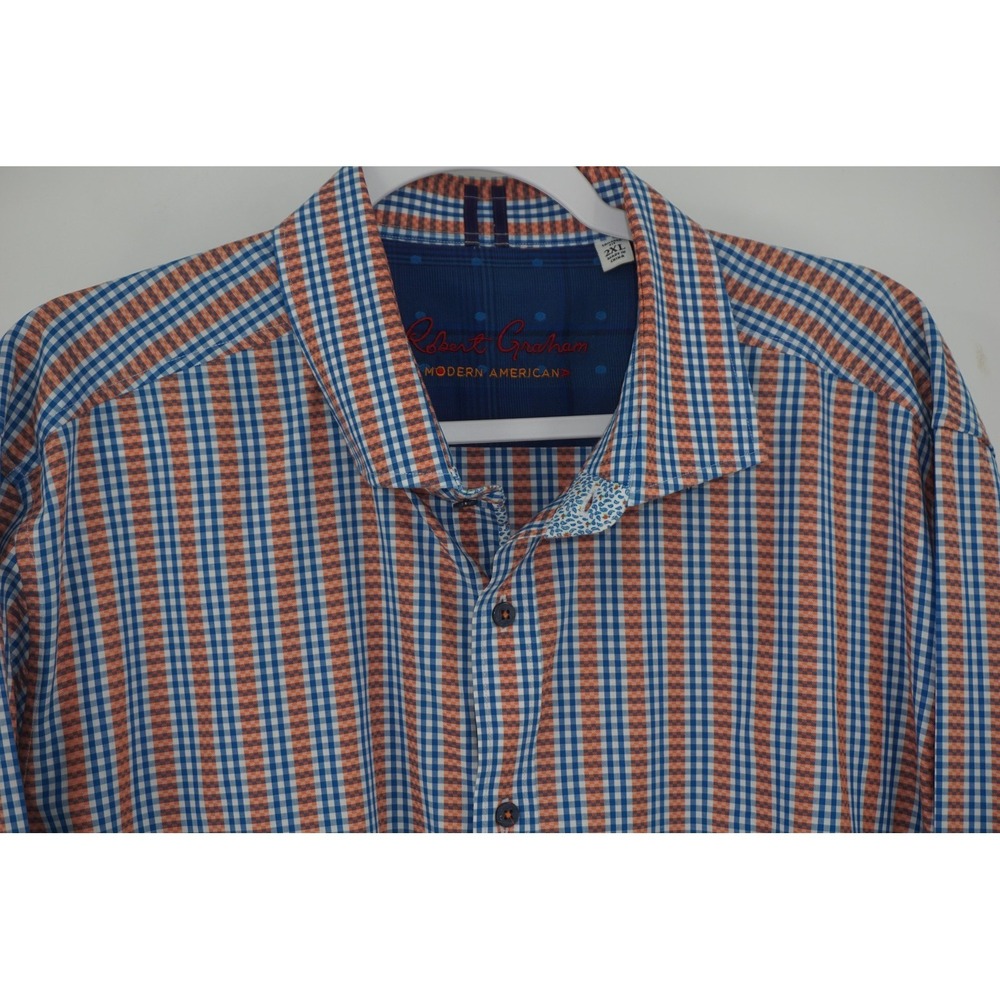 Robert Graham Shirt Multicolor Check Stretch Long Sleeve Button Up‎ Men's 2XL